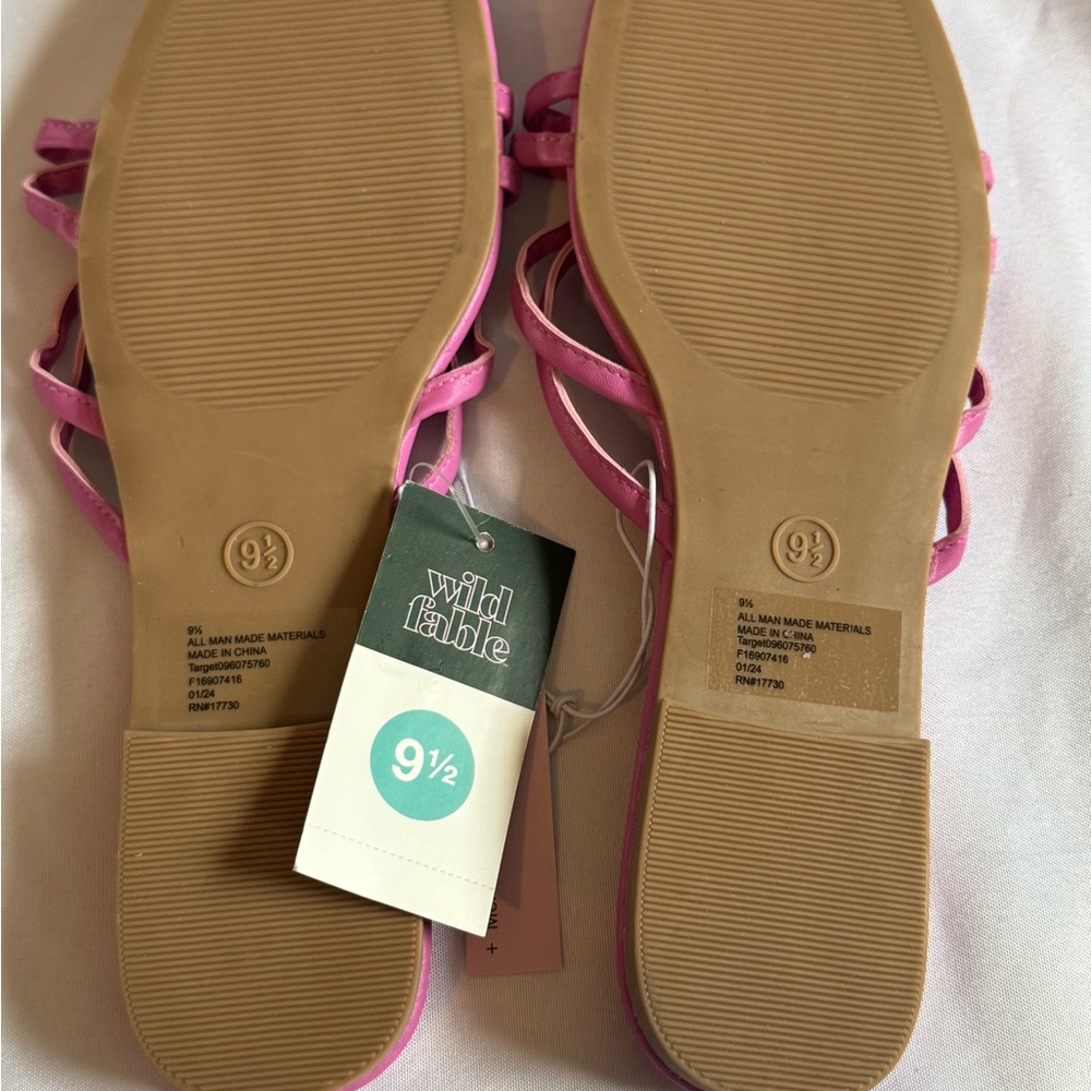 Wild Fable Pink Slip-On Sandals with Square Toe rhinestone heart 9.5 - Picture 6 of 6